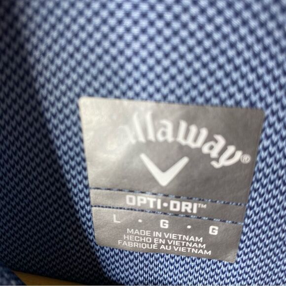 Callaway Polo Shirt Opti-Dri Cornflower Blue Stripe Cooling Golf Shirt Large - Picture 4 of 5